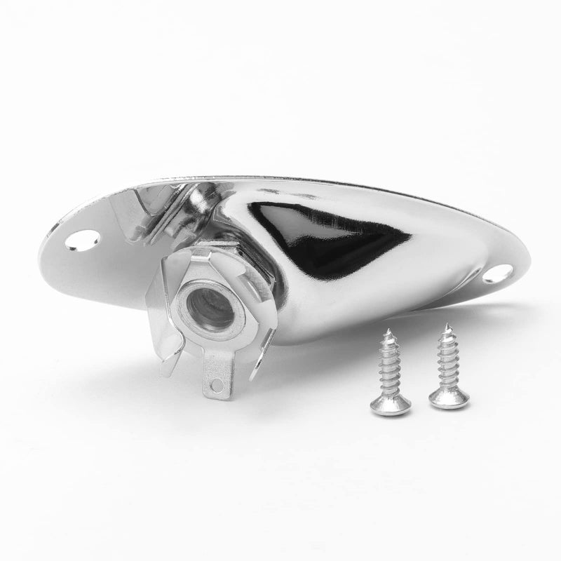 Swhmc Mono Guitar Jack Plate, Oval 1/4" Input Output Jack Socket for Fender Strat Telecaster, Chrome Plated with 3 Prongs, Replacement for Les Paul SG - Image 4